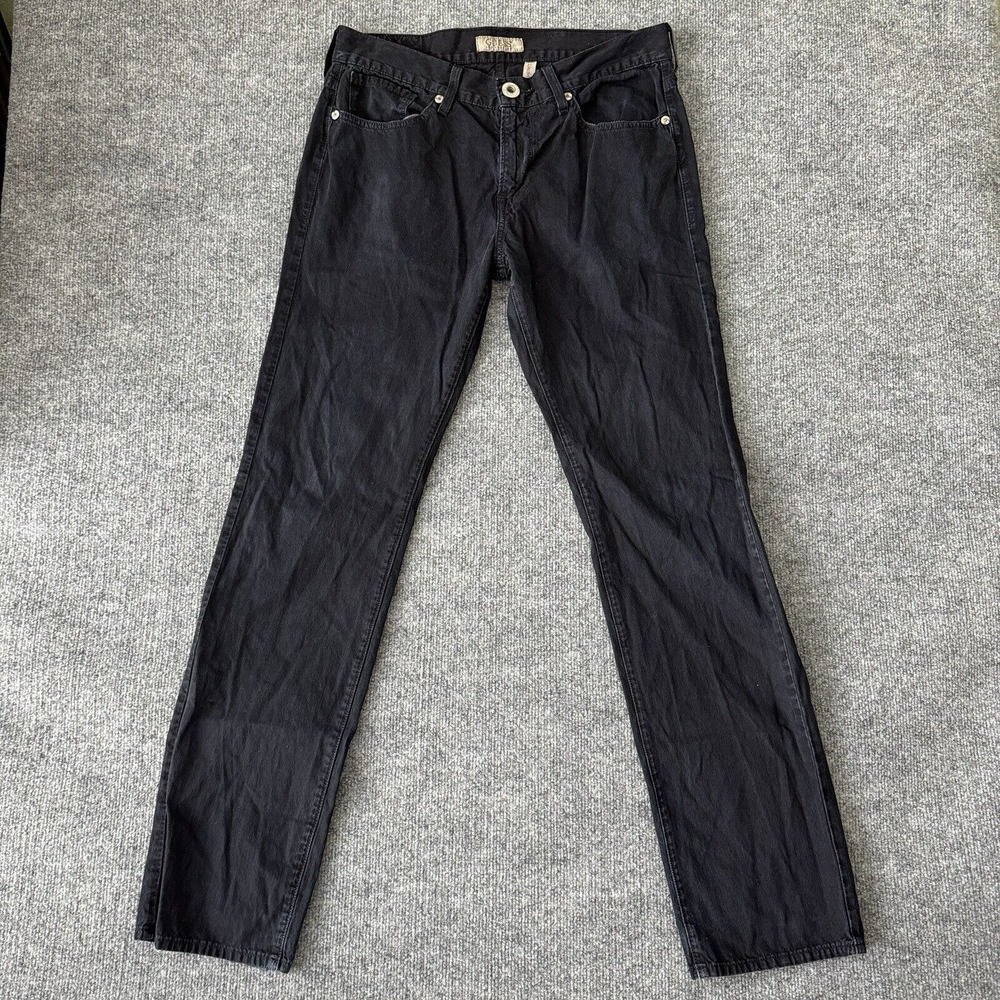 Guess Jeans Mens 32x32 Faded Black Lincoln‎ Slim Straight Distressed